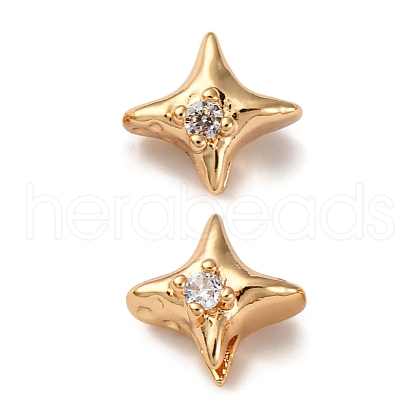 Brass Micro Pave Clear Cubic Zirconia Beads KK-Z112-24G-1