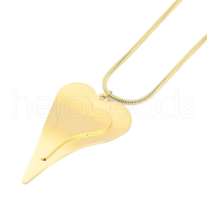 304 Stainless Steel Round Snake Chain Heart Pendant Necklaces for Women NJEW-H038-01G-1
