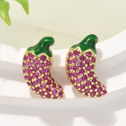 Brass Micro Pave Cubic Zirconia Stud Earrings EJEW-Q015-13G-02-1