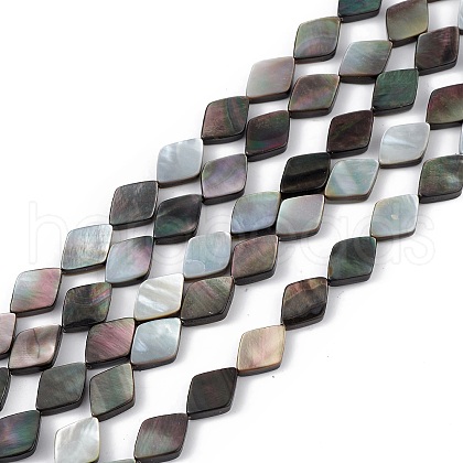 Natural Black Lip Shell Beads Strands SHEL-M018-16-1