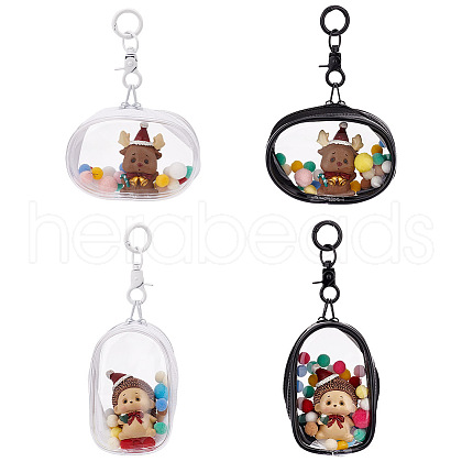 GOMAKERER 4Pcs 4 Styles Mini Oval Transparent PVC Zipper Coin Purse Wallets Bags with Clasps and Balls AJEW-GO0001-94-1