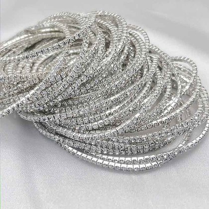 Brass Rhinestone Tennis Bracelets WG6EB7A-18-1