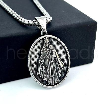 Greek Mythology Stainless Steel Religion Virgin Mary Pendant Necklaces TN5066-1