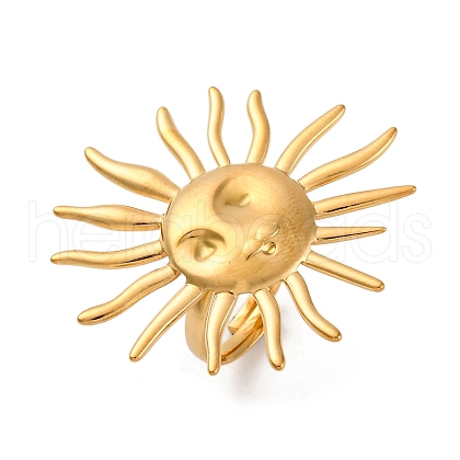 Ion Plating(IP) 304 Stainless Steel Sun Open Cuff Rings RJEW-M047-03G-1