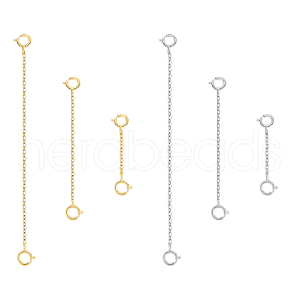   6Pcs 6 Style 925 Sterling Silver Cable Chain Extender FIND-PH0017-98-1