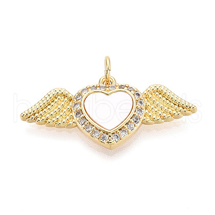 Brass Micro Pave Clear Cubic Zirconia Pendants KK-N268-68G-1