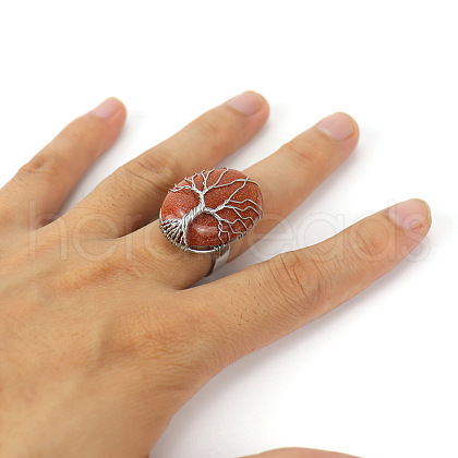 Copper Wire Wrapped Synthetic Goldstone with Alloy Finger Rings FS-WG01E85-02-1