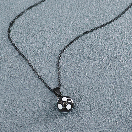 Football 201 Stainless Steel White Enamel Pendant Cable Chain Necklaces for Men FS-WGF314D-07-1