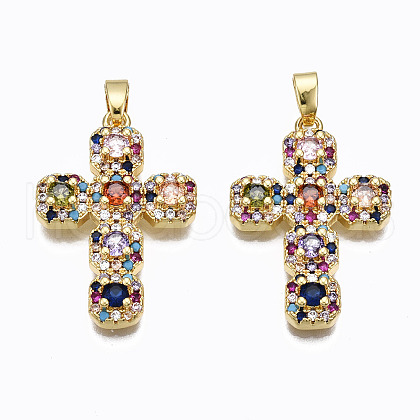 Brass Micro Pave Cubic Zirconia Pendants KK-SZ0005-28-1