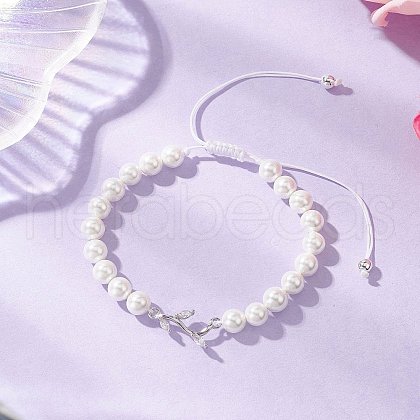 Brass Clear Cubic Zirconia Branch Link Bracelets BJEW-JB11893-1