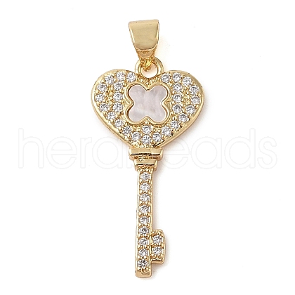 Brass Micro Pave Clear Cubic Zirconia Pendant KK-I712-58G-01-1