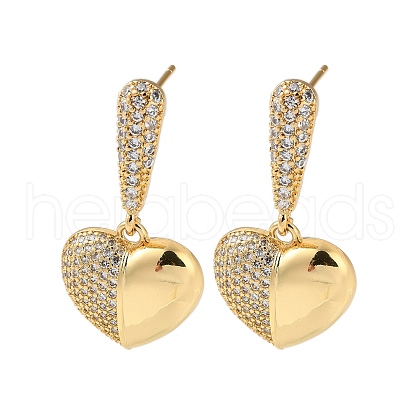 Brass Pave Cubic Zirconia Stud Earrings for Women EJEW-M258-09G-1