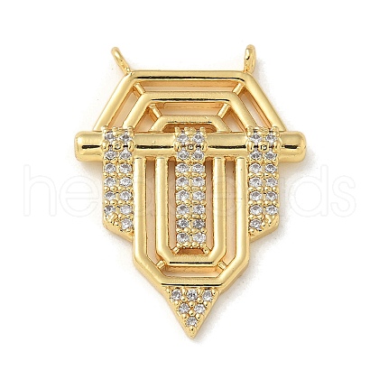 Brass Micro Pave Clear Cubic Zirconia Pendants KK-U046-04G-02-1