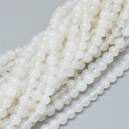 Natural White Agate Beads Strands G-D0005-27-4mm-1