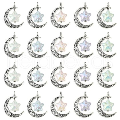 20Pcs 5 Colors Tibetan Style Alloy & Acrylic Pendants FIND-CJ0001-17-1