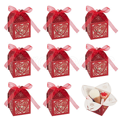 10Pcs Laser Cut Paper Hollow Out Heart & Flowers Candy Boxes CON-TA0001-10D-1