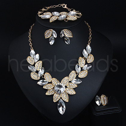 Leaf Alloy Glass Jewelry Sets for Women FS-WG27195-08-1