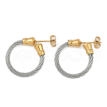 Ion Plating(IP) 304 Stainless Steel Twist Stud Earrings for Women EJEW-M023-06B-1
