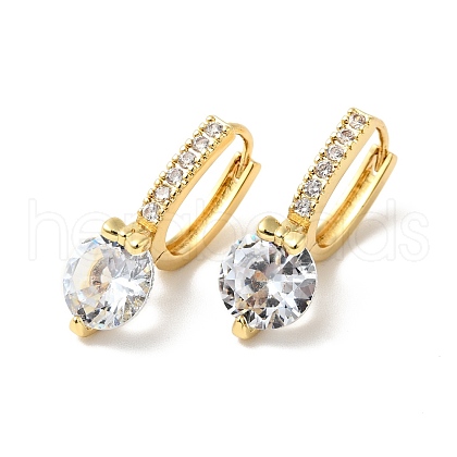 Clear Cubic Zirconia Diamond Hoop Earrings EJEW-G312-06G-1