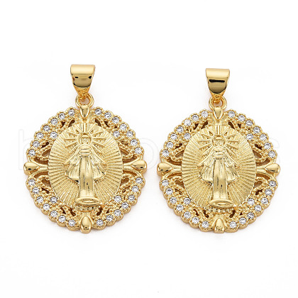 Brass Micro Pave Cubic Zirconia Pendants KK-Q252-063-NF-1