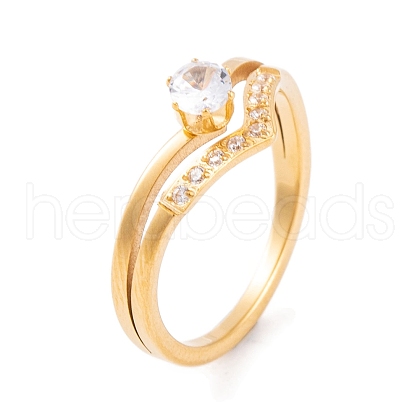 304 Stainless Steel Round Finger Ring for Women RJEW-C086-05-G-1