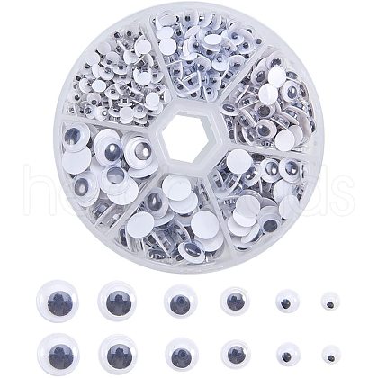 Black Wiggle Eye Need Glue on Round Moving Wobbly Googly Eyes 4-9mm KY-PH0001-01-1