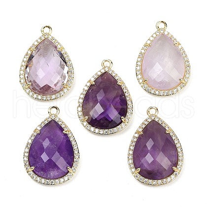 Natural Amethyst Faceted Pendants G-I382-05G-06-1