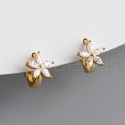 S925 Sterling Silver Flower Hoop Earrings WB4304-1-1