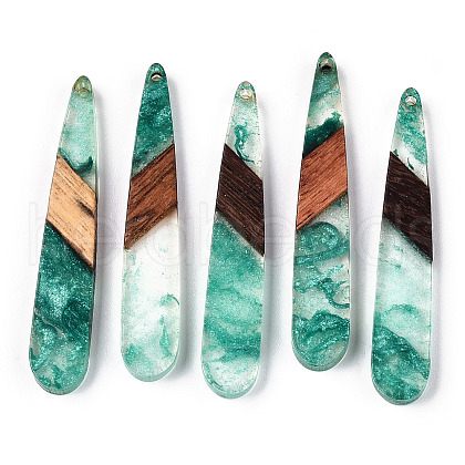 Transparent Resin & Walnut Wood Pendants RESI-ZX017-56-1
