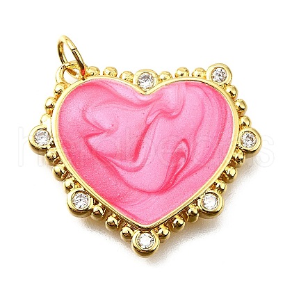 Brass Micro Pave Cubic Zirconia Enamel Pendants KK-V011-22G-A-1