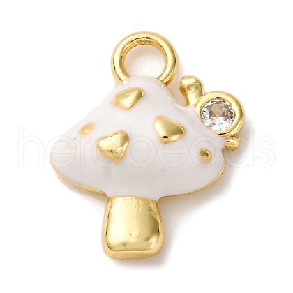 Brass Micro Pave Clear Cubic Zirconia Enamel Pendants KK-I276-26G-02-1