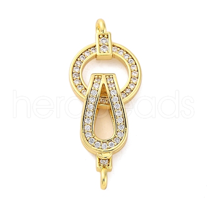 Brass Clear Cubic Zirconia Fold Over Clasps KK-Z078-39G-1