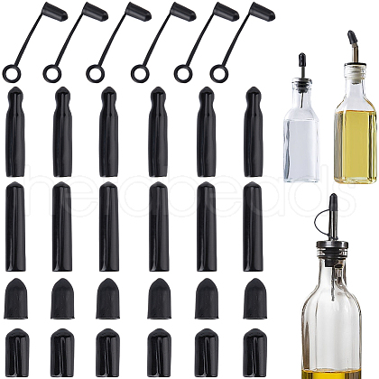 CRASPIRE 30Pcs 5 Style Plastic Liquor Bottle Wine Pourers Cover FIND-CP0002-03-1