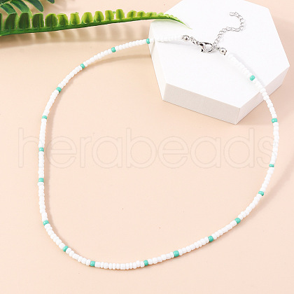 Rondelle Glass Seed Beaded Necklaces for Women FS-WGE85A7-11-1