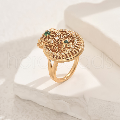 Brass Micro Pave Cubic Zirconia Geometric Adjustable Finger Rings for Women FR4492-3-1