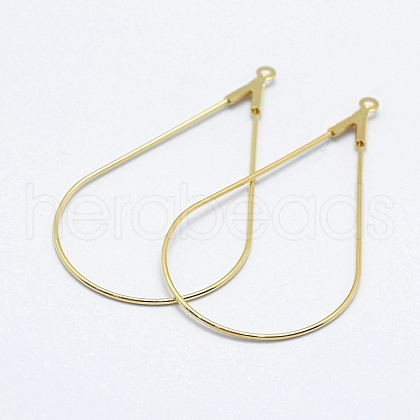 Brass Hoop Earrings Findings X-KK-F727-23G-NF-1