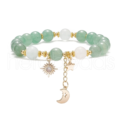 Natural Green Aventurine & Imitation Morganite Quartz Beaded Bracelets BJEW-JB09041-1