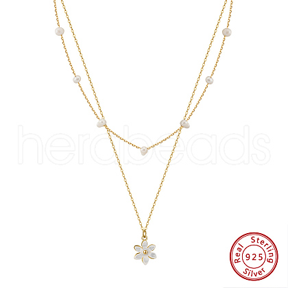 Mother's Day Jewellery Flower Natural Freshwater Pearl Pendant Necklaces NJEW-G153-04G-1