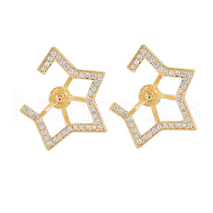 Brass Micro Pave Clear Cubic Zirconia Stud Earring Findings KK-S364-056-1