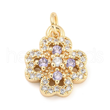 Rack Plating Brass Micro Pave Clear Cubic Zirconia Pendants KK-F089-14G-1