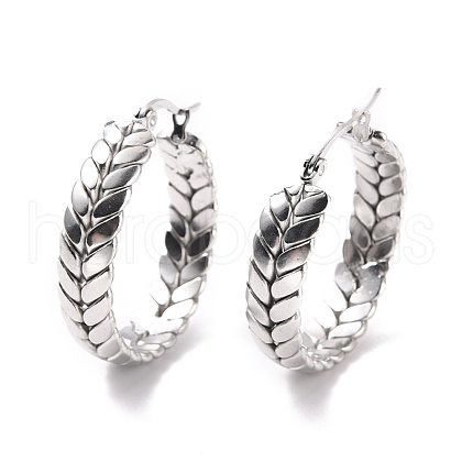 201 Stainless Steel Leaf Wrap Hoop Earrings with 304 Stainless Steel Pin for Women EJEW-F280-26A-P-1