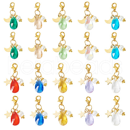 Glass Teardrop Pendants HJEW-TAC0054-1
