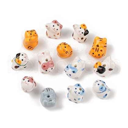 Handmade Printed Porcelain Beads PORC-A026-02-1