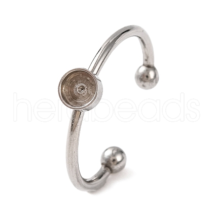 Non-Tarnish 304 Stainless Steel Open Cuff Ring Components STAS-S134-01P-01-1