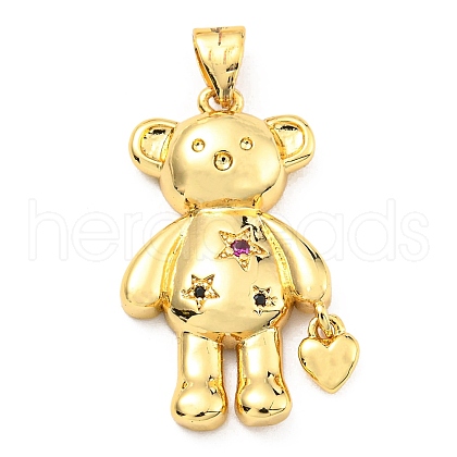 Rack Plating Brass Micro Pave Cubic Zirconia Pendants KK-C026-08G-1