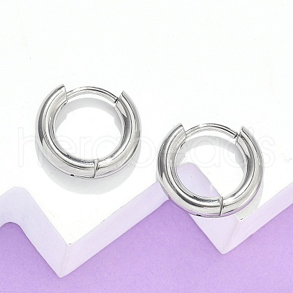 Tarnish Resistant 304 Stainless Steel Huggie Hoop Earrings EJEW-F111B-13mm-P-1