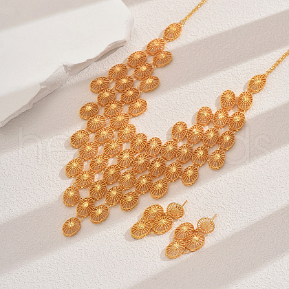 Elegant Alloy Hollow Oval Tassel Necklace & Earrings Set for Wedding Engagement MR8417-1
