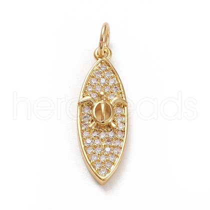 Brass Micro Pave Clear Cubic  Zirconia Pendants KK-D532-08G-1