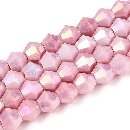 Electroplate Bicone Glass Beads Strands EGLA-T021-6mm-16-02-1