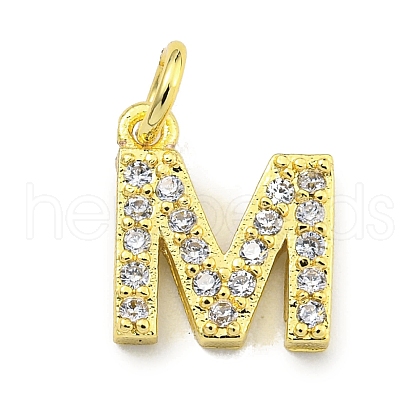 Letter Brass Micro Pave Clear Cubic Zirconia Pendants KK-K354-06G-M-1